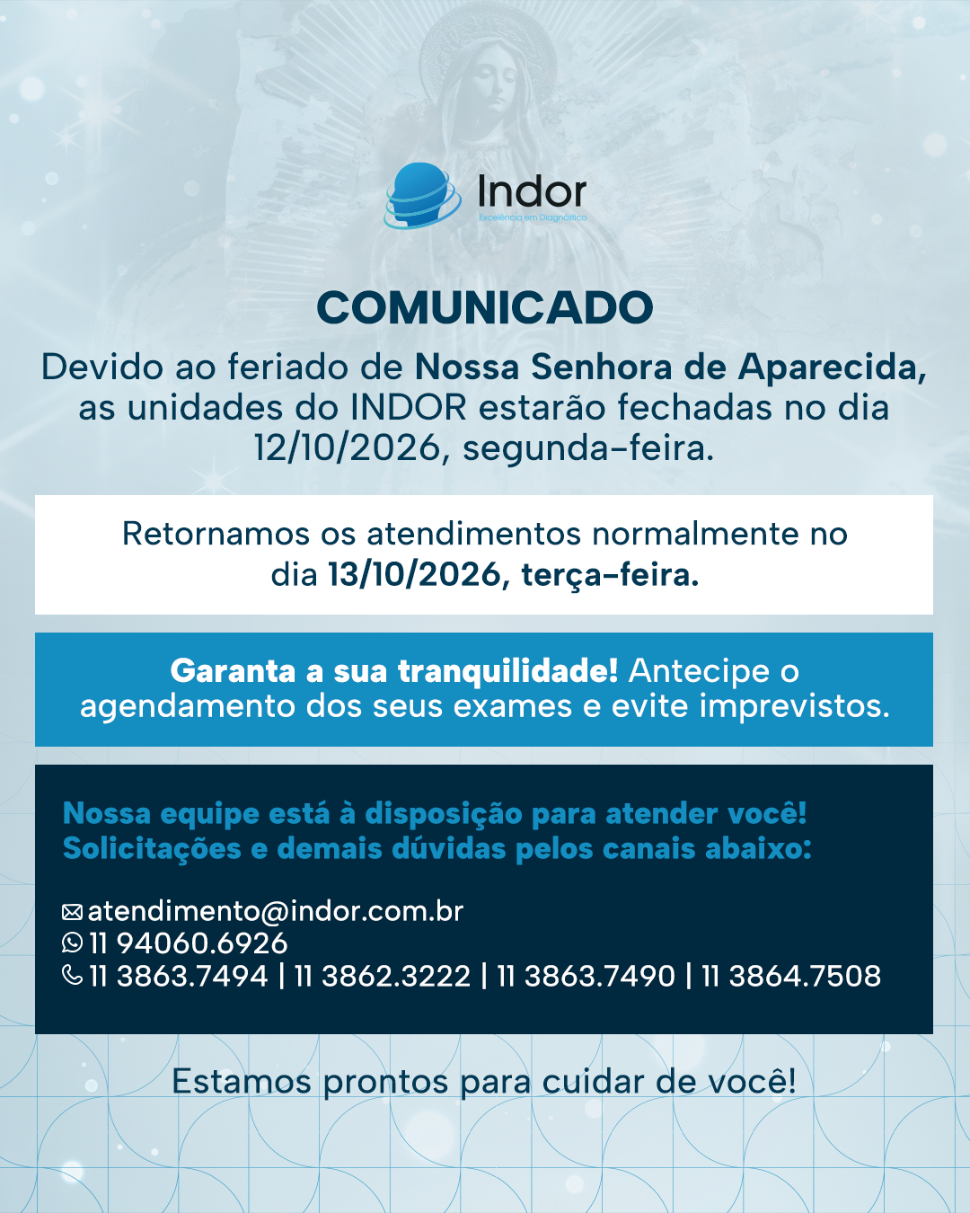 Horário de Funcionamento - Nossa Senhora Aparecida